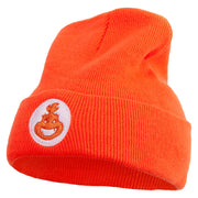 Mario Baby Bowser Embroidered 12 Inch Long Knitted Beanie - Orange OSFM