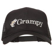 Fishing Grampy Embroidered Solid Cotton Mesh Pro Cap