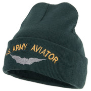 US Army Aviator Logo Embroidered 12 Inch Long Knitted Beanie