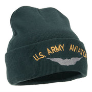 US Army Aviator Logo Embroidered 12 Inch Long Knitted Beanie