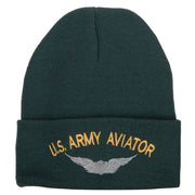 US Army Aviator Logo Embroidered 12 Inch Long Knitted Beanie