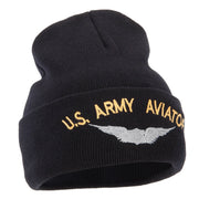 US Army Aviator Logo Embroidered 12 Inch Long Knitted Beanie