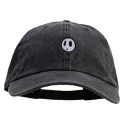 Mario Shy Face Embroidered Washed Solid Pigment Dyed Cotton Twill Brass Buckle Cap - Black OSFM