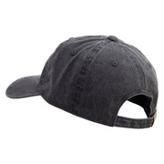 Mario Shy Face Embroidered Washed Solid Pigment Dyed Cotton Twill Brass Buckle Cap - Black OSFM