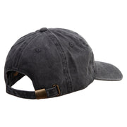 Mario Shy Face Embroidered Washed Solid Pigment Dyed Cotton Twill Brass Buckle Cap - Black OSFM