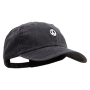 Mario Shy Face Embroidered Washed Solid Pigment Dyed Cotton Twill Brass Buckle Cap - Black OSFM