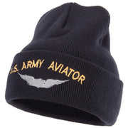 US Army Aviator Logo Embroidered 12 Inch Long Knitted Beanie