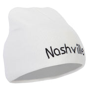 Nashville Letter Design Embroidered 8 Inch Knitted Short Beanie