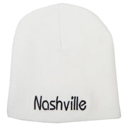 Nashville Letter Design Embroidered 8 Inch Knitted Short Beanie