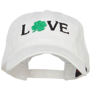 Love with Shamrock Embroidered Washed Cotton Cap