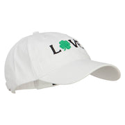 Love with Shamrock Embroidered Washed Cotton Cap