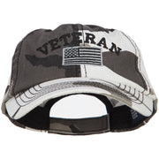 Veteran Letters with Silver USA Flag Embroidered Enzyme Camo Cap