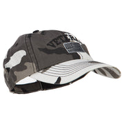 Veteran Letters with Silver USA Flag Embroidered Enzyme Camo Cap