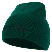 Nashville Letter Design Embroidered 8 Inch Knitted Short Beanie