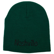 Nashville Letter Design Embroidered 8 Inch Knitted Short Beanie