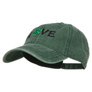 Love with Shamrock Embroidered Washed Cotton Cap