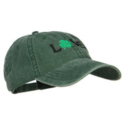 Love with Shamrock Embroidered Washed Cotton Cap