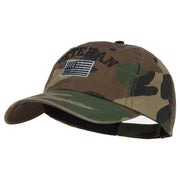 Veteran Letters with Silver USA Flag Embroidered Enzyme Camo Cap