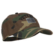 Veteran Letters with Silver USA Flag Embroidered Enzyme Camo Cap