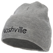 Nashville Letter Design Embroidered 8 Inch Knitted Short Beanie