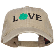 Love with Shamrock Embroidered Washed Cotton Cap