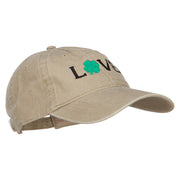 Love with Shamrock Embroidered Washed Cotton Cap