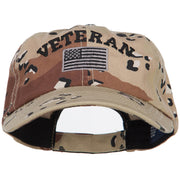 Veteran Letters with Silver USA Flag Embroidered Enzyme Camo Cap