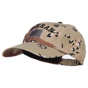 Veteran Letters with Silver USA Flag Embroidered Enzyme Camo Cap