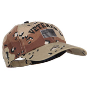 Veteran Letters with Silver USA Flag Embroidered Enzyme Camo Cap