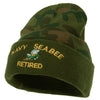 US Navy Seabee Retired Military Embroidered Camo Long Beanie