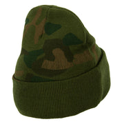 US Navy Seabee Retired Military Embroidered Camo Long Beanie