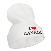 I Love Canada Embroidered Long Beanie