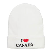 I Love Canada Embroidered Long Beanie