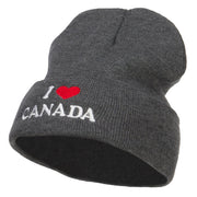 I Love Canada Embroidered Long Beanie