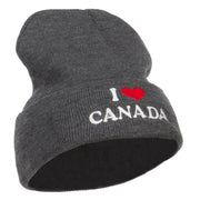 I Love Canada Embroidered Long Beanie