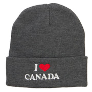 I Love Canada Embroidered Long Beanie