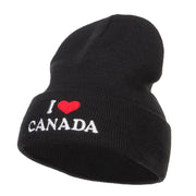 I Love Canada Embroidered Long Beanie