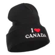 I Love Canada Embroidered Long Beanie