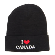 I Love Canada Embroidered Long Beanie