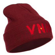 Vietnam VNM Flag Embroidered Long Beanie