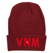 Vietnam VNM Flag Embroidered Long Beanie