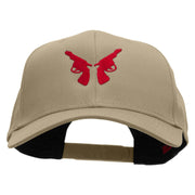 Cowboy Gun Embroidered Solid Cotton Twill Pro Style Cap - Khaki OSFM