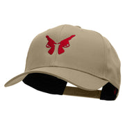 Cowboy Gun Embroidered Solid Cotton Twill Pro Style Cap - Khaki OSFM