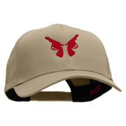 Cowboy Gun Embroidered Solid Cotton Twill Pro Style Cap - Khaki OSFM