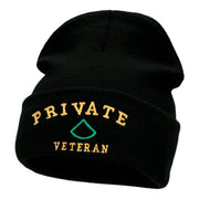 Private Veteran Embroidered Long Knitted Beanie