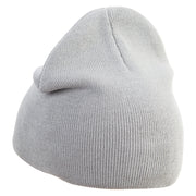 Mario Shy Face Embroidered 8 inch Acrylic Short Beanie - Grey OSFM