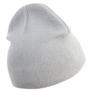 Mario Shy Face Embroidered 8 inch Acrylic Short Beanie - Grey OSFM