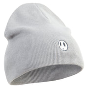 Mario Shy Face Embroidered 8 inch Acrylic Short Beanie - Grey OSFM