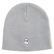 Mario Shy Face Embroidered 8 inch Acrylic Short Beanie - Grey OSFM