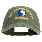 U.S. Army 29th Infantry Division Embroidered Washed Solid Pigment Dyed Cotton Twill Brass Buckle Cap - Olive OSFM
